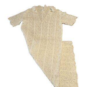Maurie & Eve Love and Stars Cream Crochet Scalloped Midi Dress Women's 4